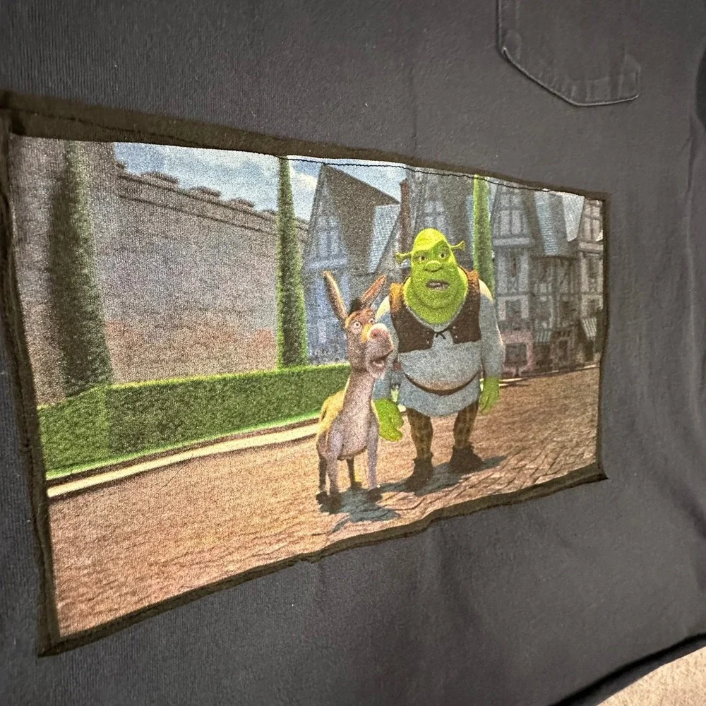 Carhartt Shrek Patch Pocket T Shirt XL Tall Black Mens Relaxed Fit Custom Sewn